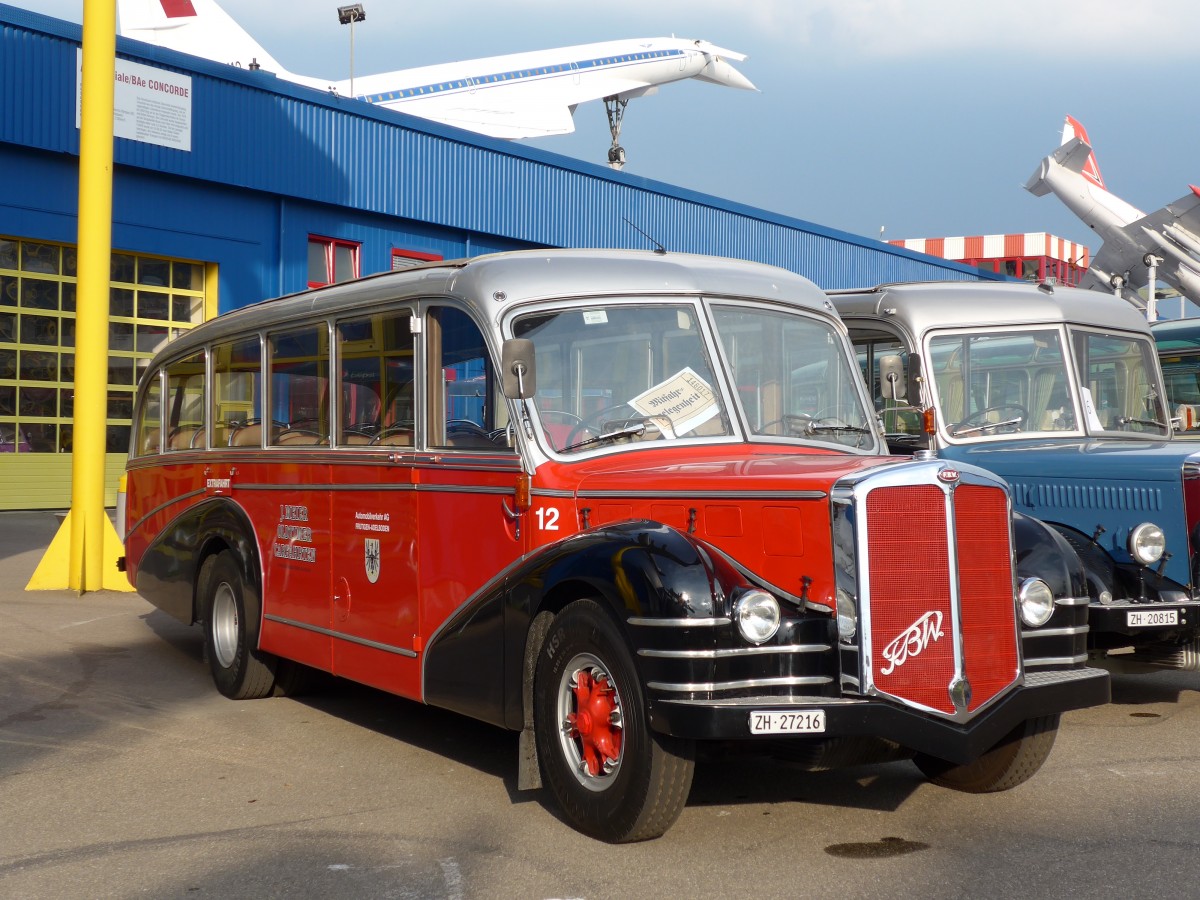 (150'118) - Aus der Schweiz: Meier, Grt - Nr. 12/ZH 27'216 - FBW/R&J (ex Wespe, Altsttten; ex AFA Adelboden Nr. 12) am 25. April 2014 in Sinsheim, Museum