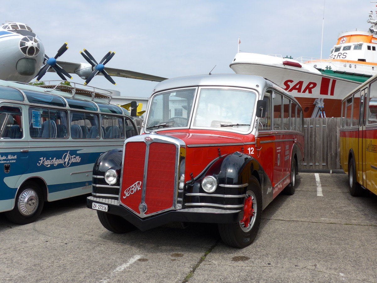 (150'266) - Aus der Schweiz: Meier, Grt - Nr. 12/ZH 27'216 - FBW/R&J (ex Wespe, Altsttten; ex AFA Adelboden Nr. 12) am 26. April 2014 in Speyer, Technik-Museum