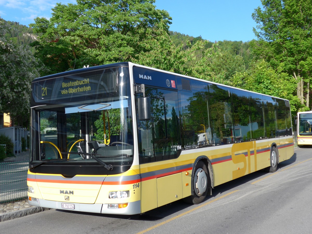 (150'729) - STI Thun - Nr. 114/BE 700'114 - MAN am 19. Mai 2014 bei der Schifflndte Thun