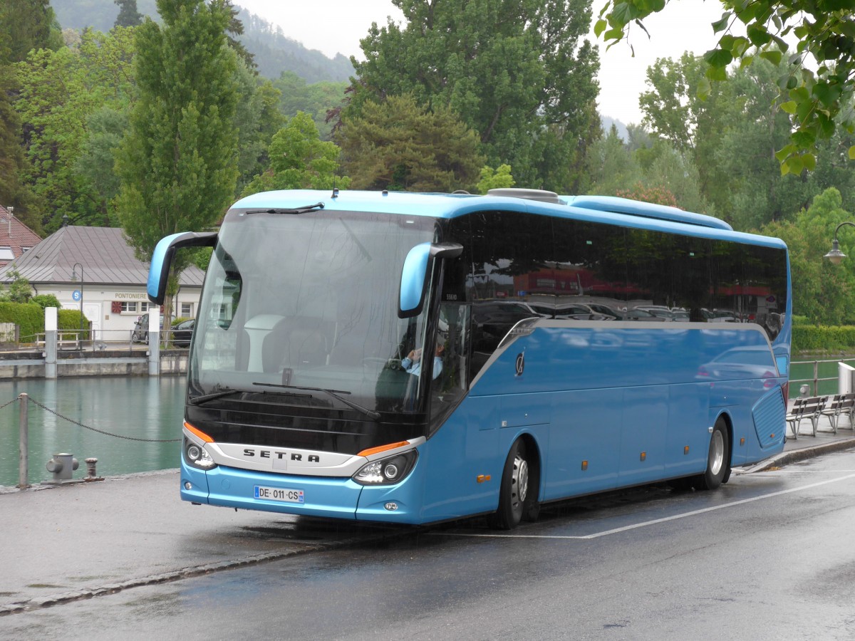 (150'758) - Aus Frankreich: JG Tourisme - DE 011 CS - Setra am 26. Mai 2014 bei der Schifflndte Thun