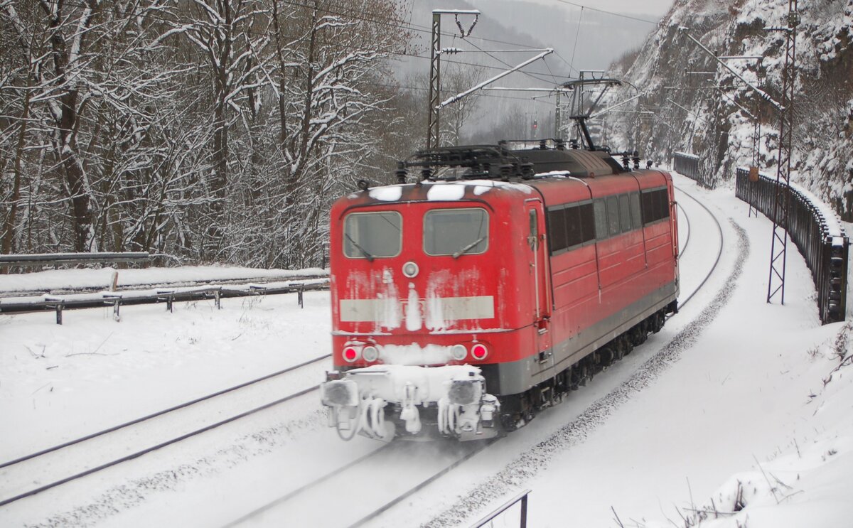 151 159-1, die Schublok fährt zurück nach Geislingen Steige am 13.02.2009.