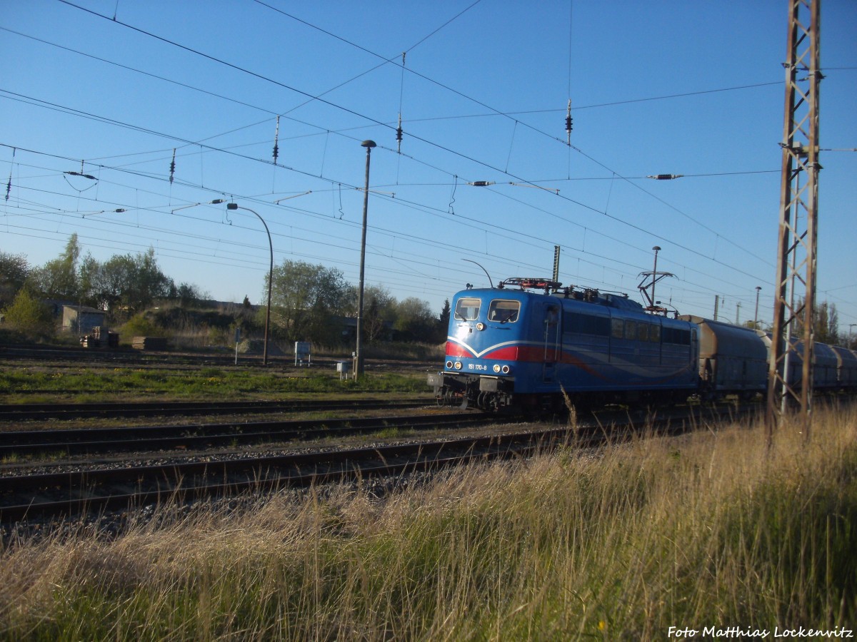 151 170-8 der SRI (D-EGP) bei der Ausfahrt aus Bergen auf Rgen am 28.4.14