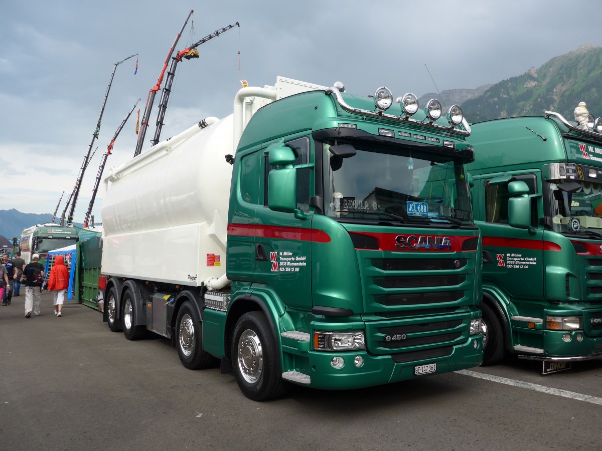 (151'891) - M�ller, Blumenstein - BE 147'361 - Scania am 28. Juni 2014 in Interlaken, Flugplatz