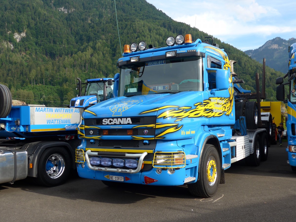(151'936) - Wittwer, Wattenwil - BE 11'817 - Scania am 28. Juni 2014 in Interlaken, Flugplatz