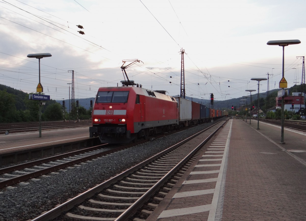 152 007 zu sehen am 24.07.14 in Gem�nden am Main.