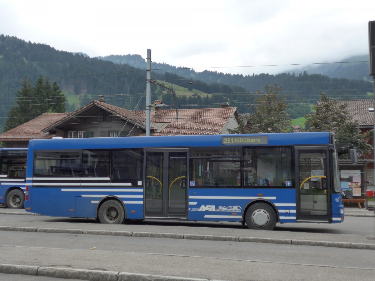 (153'477) - AFA Adelboden - Nr. 56/BE 611'030 - MAN/Gppel am 27. Juli 2014 beim Bahnhof Lenk