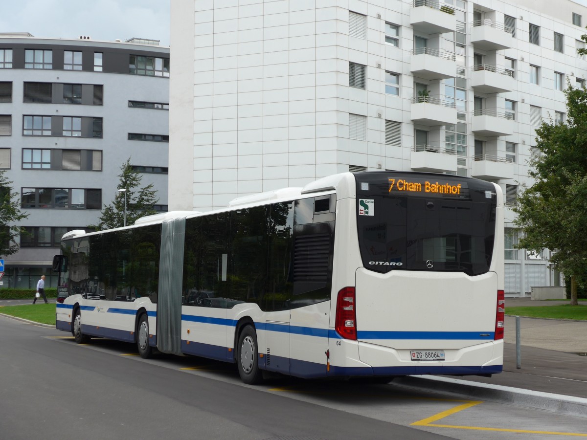 (154'085) - ZVB Zug - Nr. 64/ZG 88'064 - Mercedes am 19. August 2014 in Zug, Dammstrasse/Bahnhof