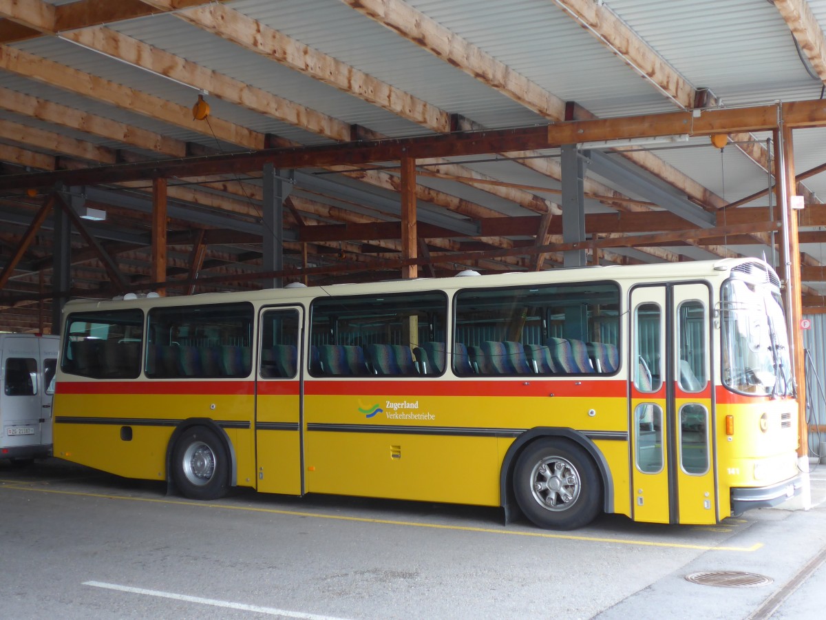 (154'099) - ZVB Zug - Nr. 141/ZG 3391 - Saurer/R&J (ex Nr. 41; ex P 24'354) am 19. August 2014 in Zug, Garage