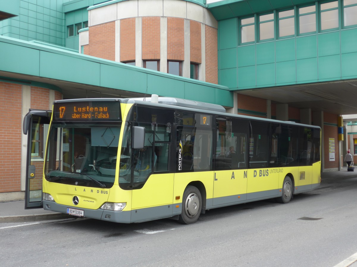 (154'259) - Landbus Unterland, Dornbirn - BD 13'364 - Mercedes am 20. August 2014 beim Bahnhof Bregenz