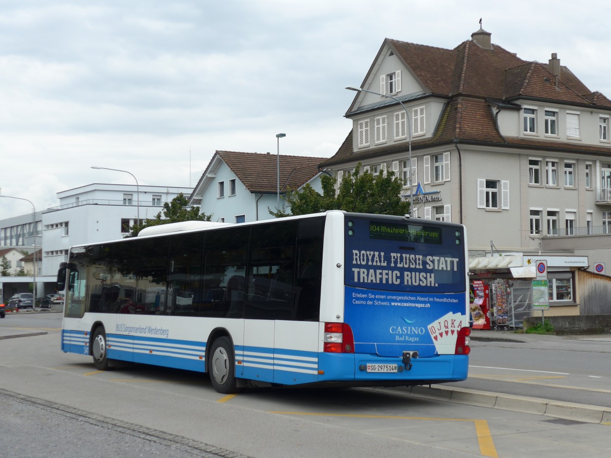 (154'274) - BSW Sargans - Nr. 341/SG 297'514 - MAN am 20. August 2014 beim Bahnhof St. Margrethen (Einsatz RTB)