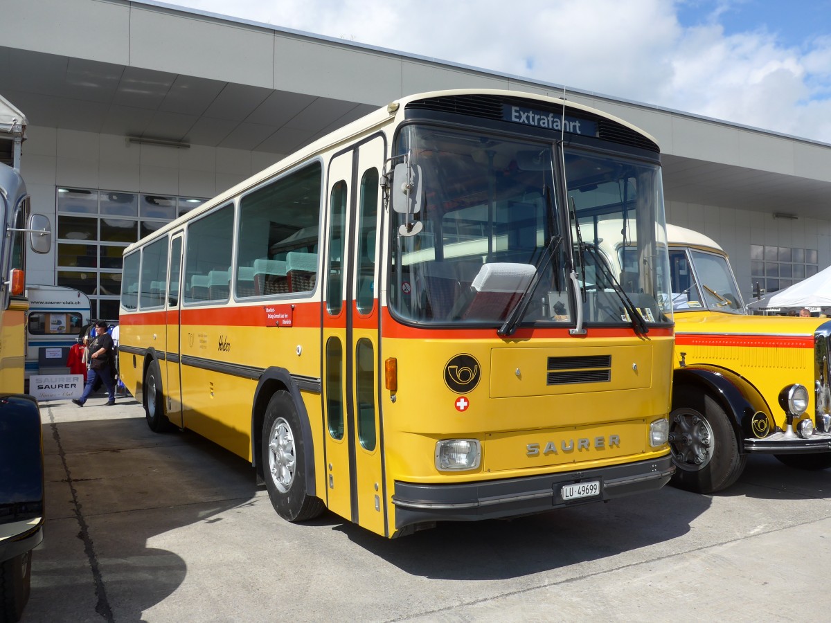 (154'527) - Huber, Oberkirch - LU 49'699 - Saurer/R&J (ex Frigg, Zernez; ex P 24'283) am 30. August 2014 in Oberkirch, CAMPUS Sursee