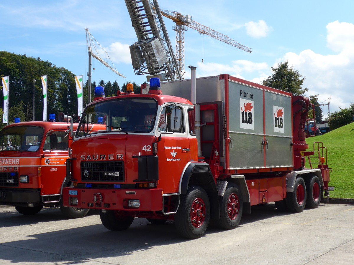 (154'600) - Berufsfeuerwehr, Basel - Nr. 42/BS 12 - Saurer am 30. August 2014 in Oberkirch, CAMPUS Sursee