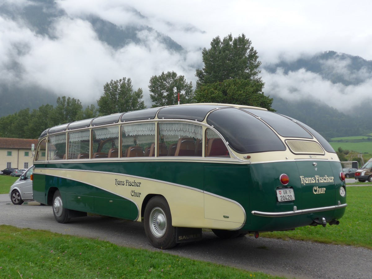 (154'982) - Fischer, Chur - GR 20'420 - Saurer/R&J (ex Geiger, Adelboden Nr. 1; ex AAGI Interlaken) am 13. September 2014 in Chur, Waffenplatz