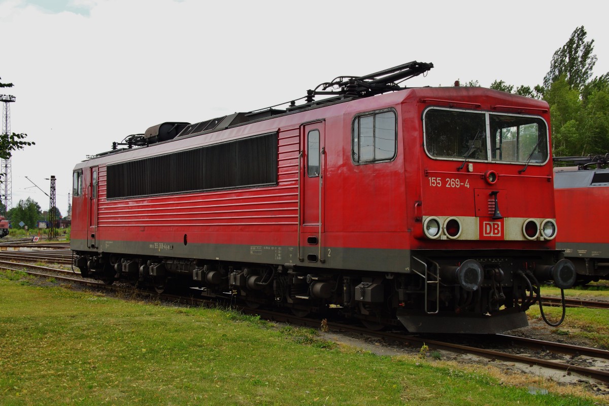155 269-4 steht am 13.06.14 in der Einsatzstelle von Engelsdorf/S. 