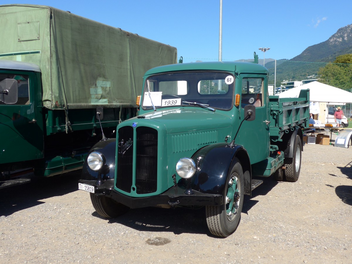 (155'202) - Saurer Jahrgang 1939 - TI 15'819 - am 13. September 2014 in Lugano, Saurertreffen