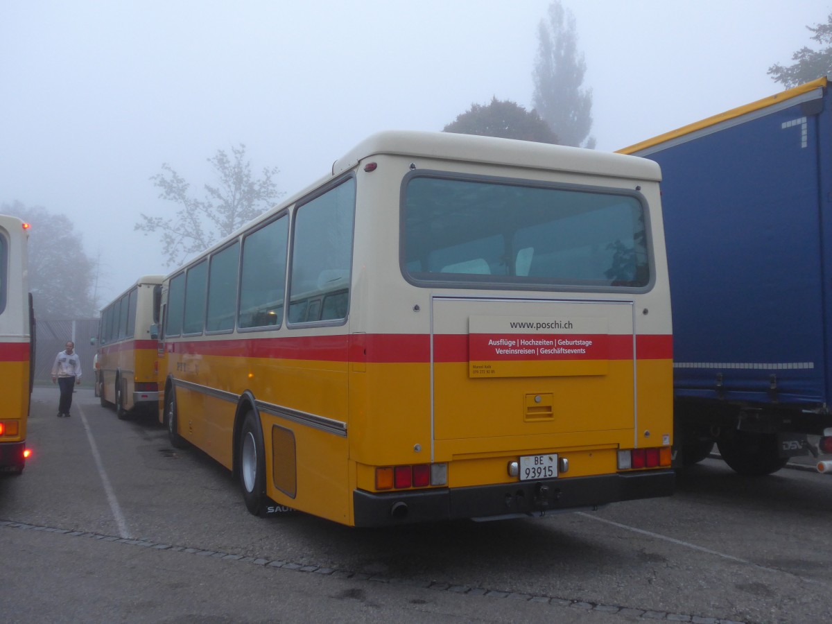 (155'600) - Kolb, Matten - Nr. 3/BE 93'915 - Saurer/R&J (ex Schmocker, Stechelberg Nr. 3; ex Nr. 1; ex Gertsch, Stechelberg Nr. 1) am 12. Oktober 2014 in Deitingen, Autobahnraststtten