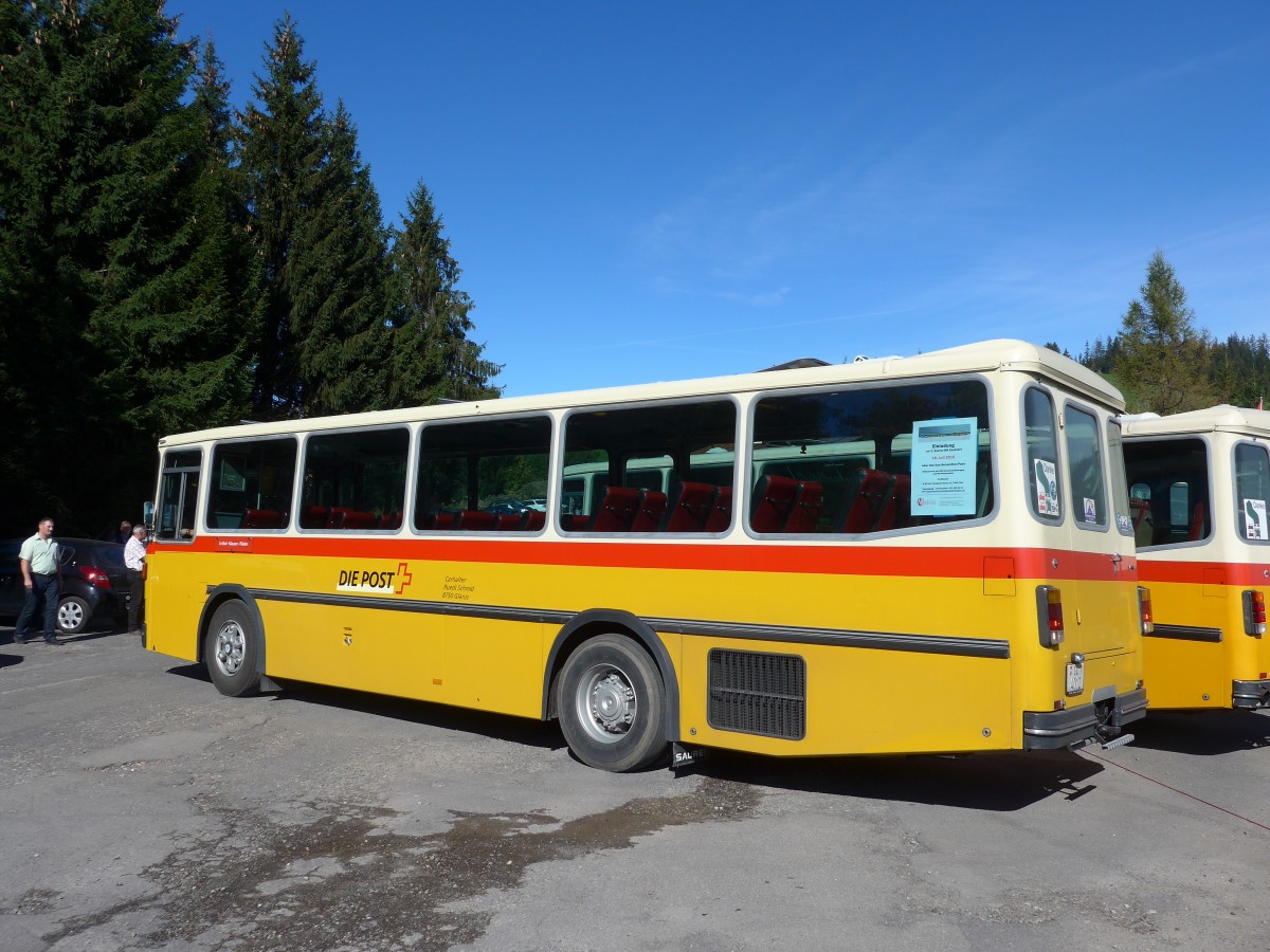 (155'644) - Schmid, Glarus - GL 4012 - Saurer/Tscher (ex Mosimann, Aesch; ex Erne, Full; ex P 24'257) am 12. Oktober 2014 in Willerzell, Rest. Sattelegg