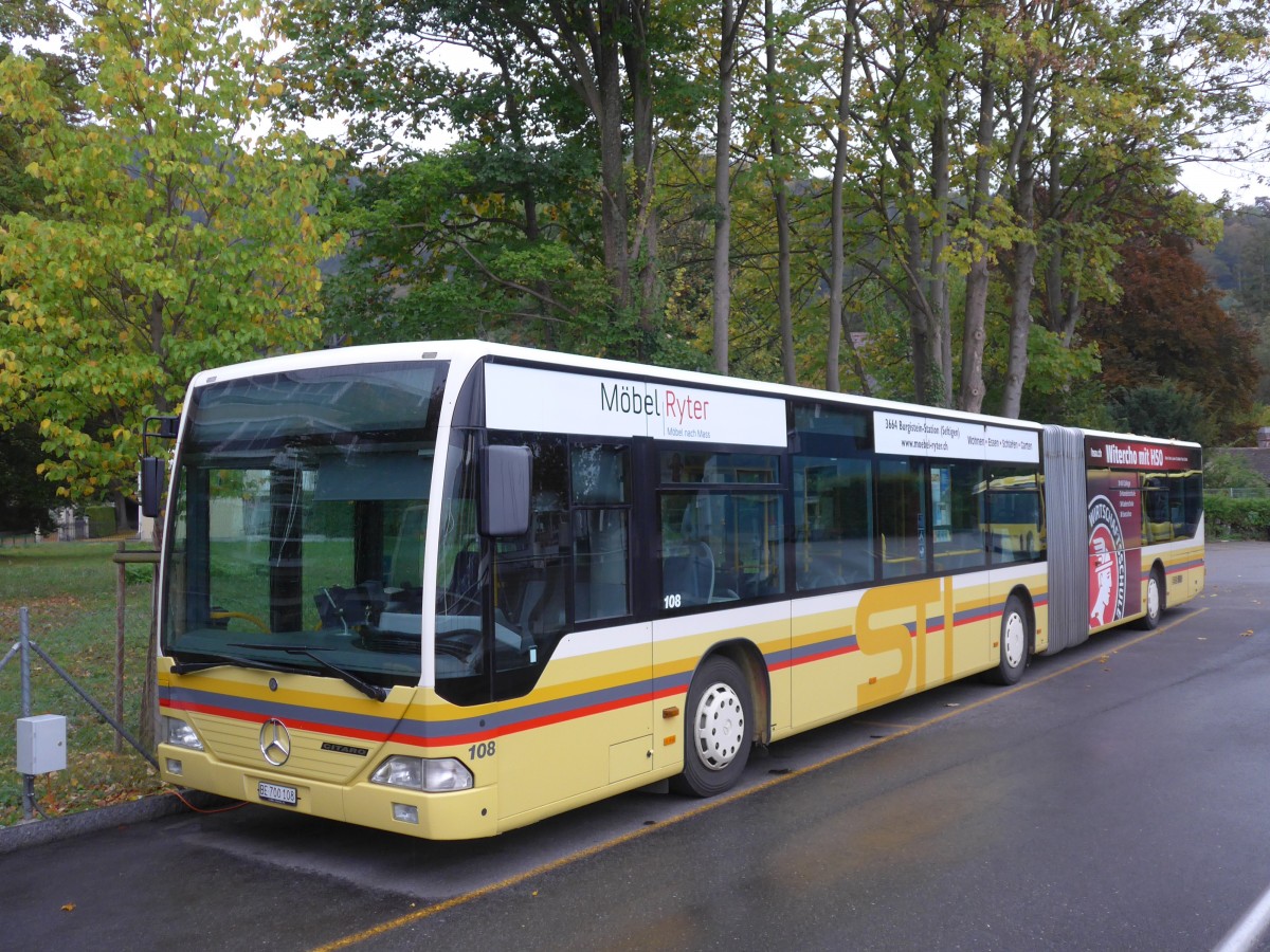 (155'786) - STI Thun - Nr. 108/BE 700'108 - Mercedes am 16. Oktober 2014 bei der Schifflndte Thun