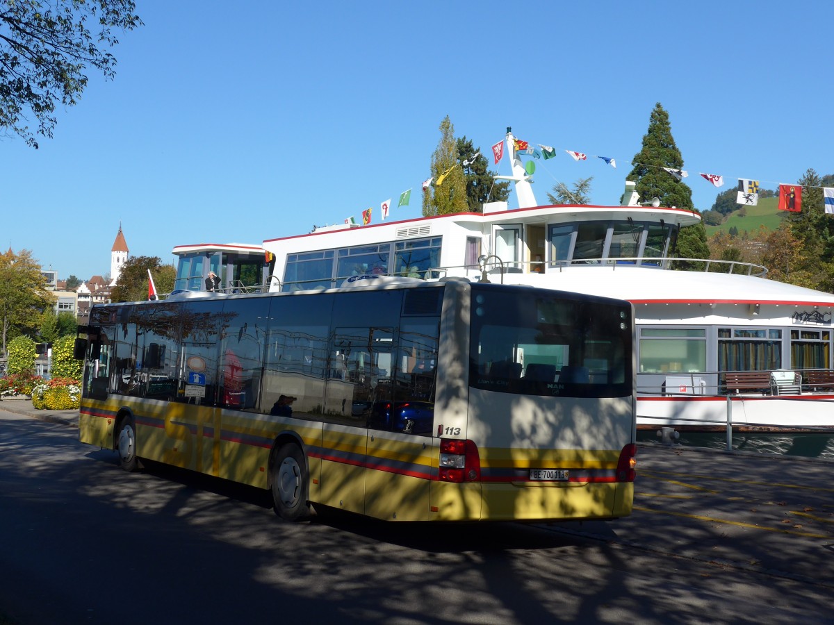 (155'954) - STI Thun - Nr. 113/BE 700'113 - MAN am 24. Oktober 2014 bei der Schifflndte Thun