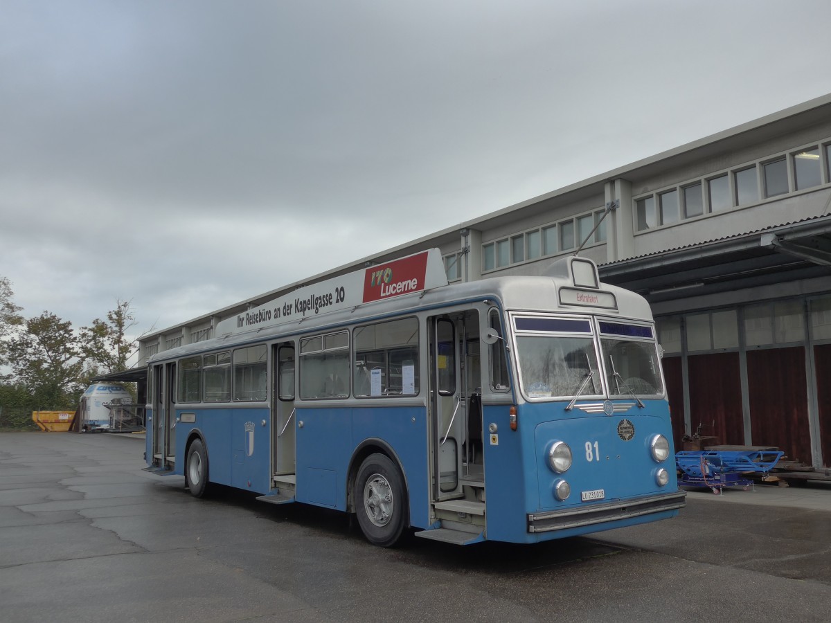 (155'973) - VBL Luzern (vbl-historic) - Nr. 81/LU 231'018 - FBW/Hess am 25. Oktober 2014 in Rain, Lager Geissbach