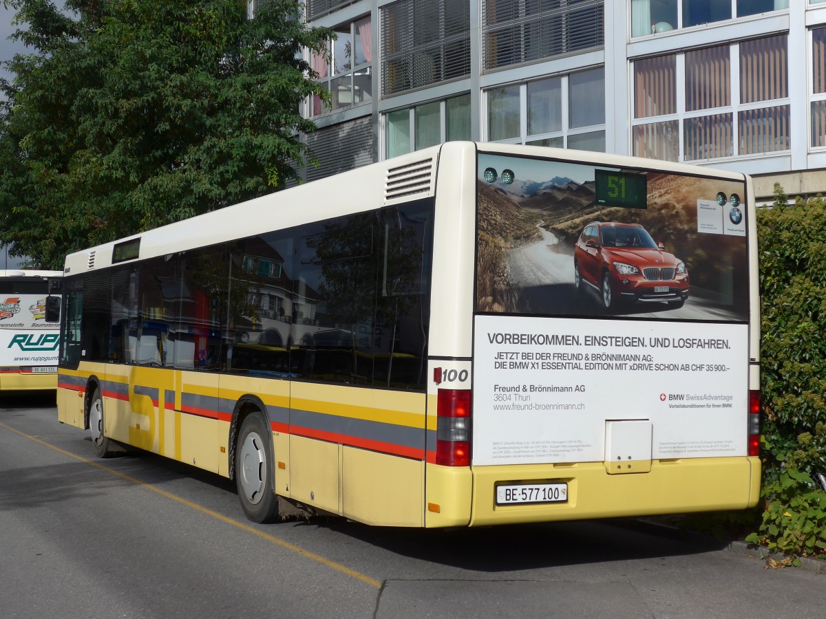 (156'132) - STI Thun - Nr. 100/BE 577'100 - MAN am 27. Oktober 2014 bei der Schifflndte Thun