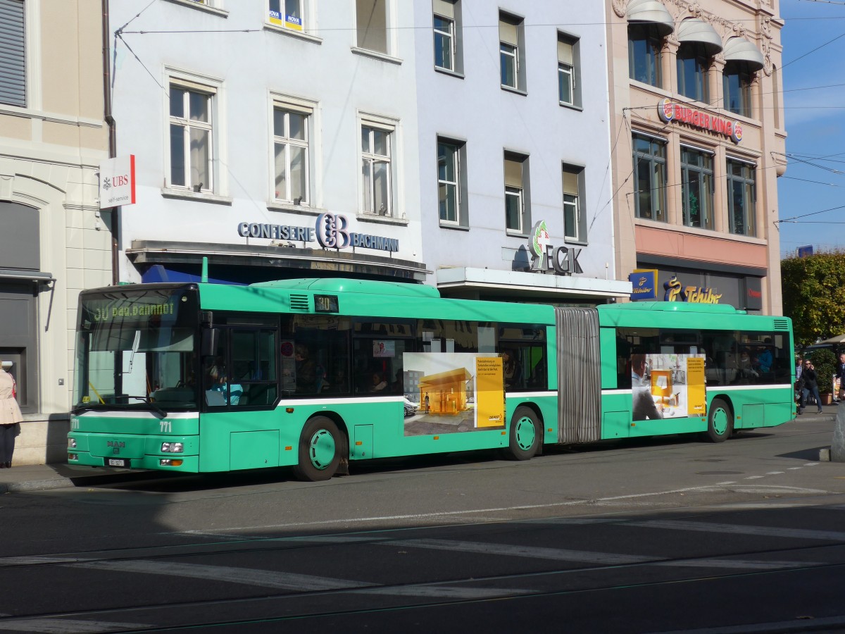 (156'150) - BVB Basel - Nr. 771/BS 3271 - MAN am 27. Oktober 2014 beim Bahnhof Basel