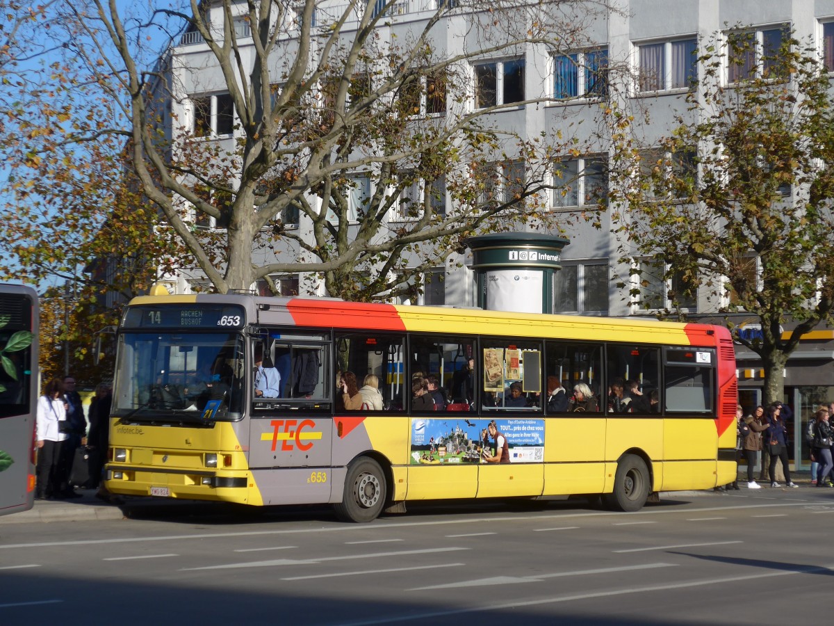 (157'180) - Aus Belgien: TEC Lige - Nr. 5.653/YXG-824 - Renault am 21. November 2014 beim Hauptbahnhof Aachen