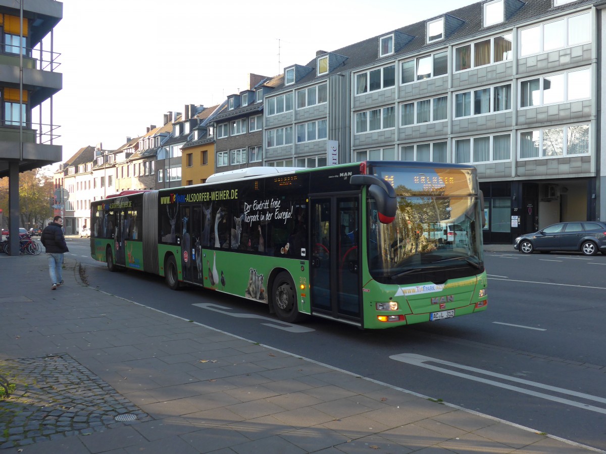 (157'241) - ASEAG Aachen - Nr. 312/AC-L 312 - MAN am 21. November 2014 beim Hauptbahnhof Aachen