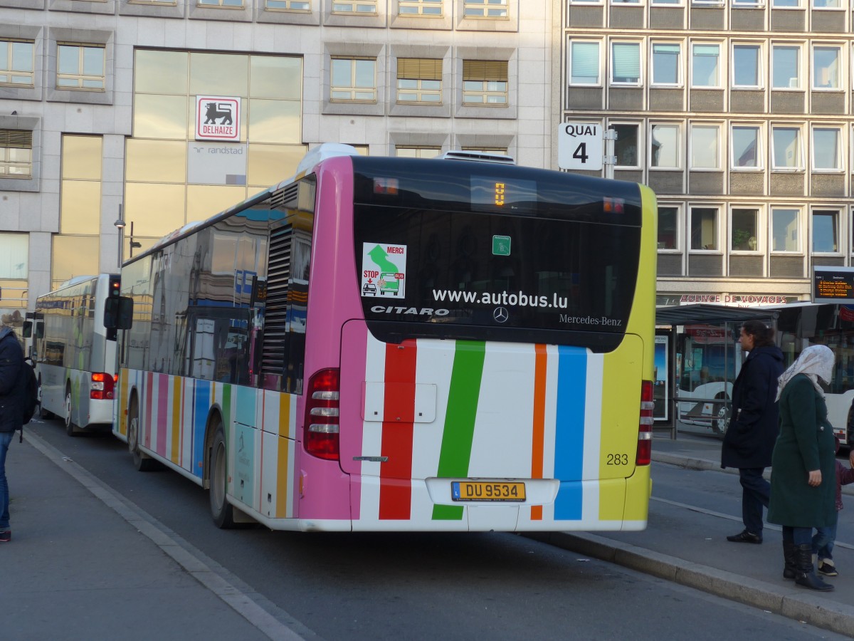 (157'393) - AVL Luxembourg - Nr. 283/DU 9534 - Mercedes am 22. November 2014 beim Bahnhof Luxembourg