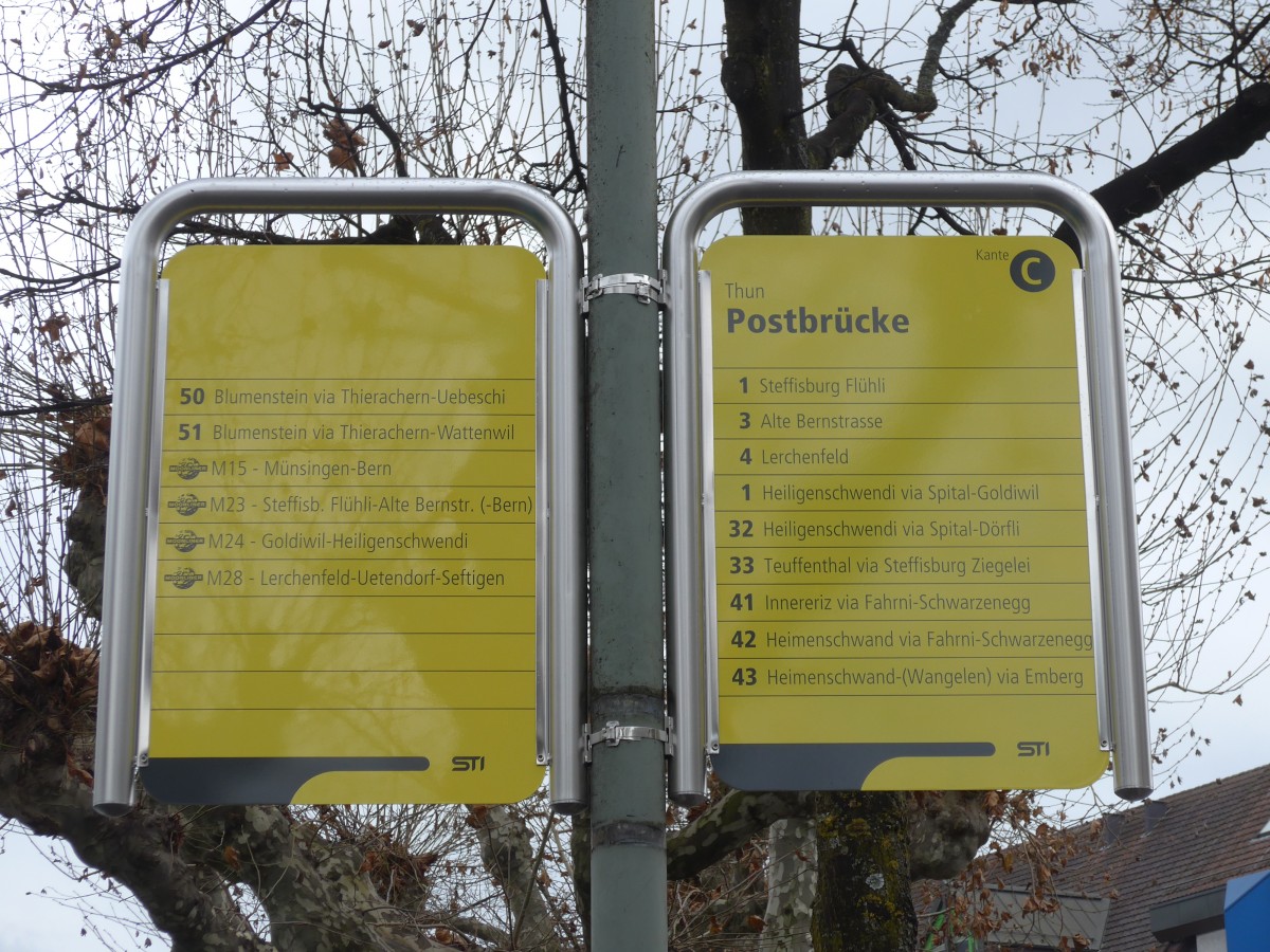 (157'717) - STI-Haltestelle - Thun, Postbr�cke - am 8. Dezember 2014