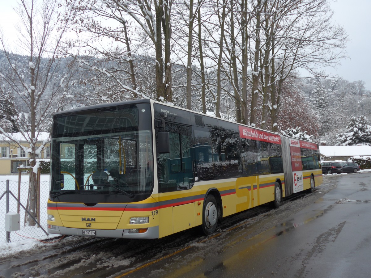 (158'041) - STI Thun - Nr. 119/BE 700'119 - MAN am 31. Dezember 2014 bei der Schifflndte Thun