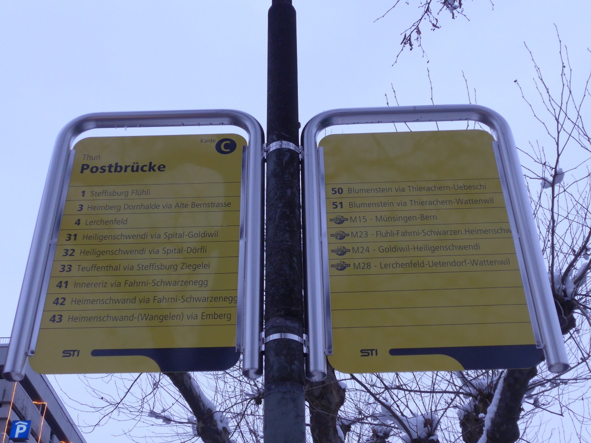 (158'044) - STI-Haltestelle - Thun, Postbr�cke - am 31. Dezember 2014