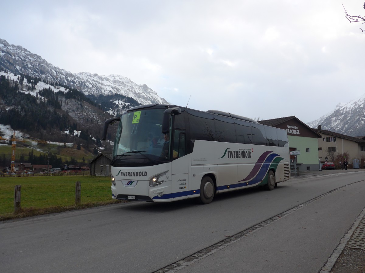 (158'383) - Twerenbold, Baden - Nr. 49/AG 25'849 - VDL am 11. Januar 2015 beim Bahnhof Frutigen