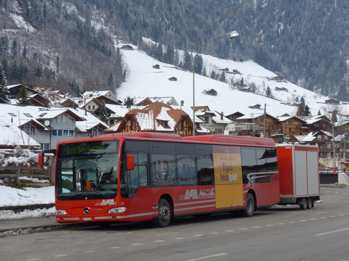 (158'493) - AFA Adelboden - Nr. 28/BE 43'089 - Mercedes am 24. Januar 2015 beim Bahnhof Frutigen