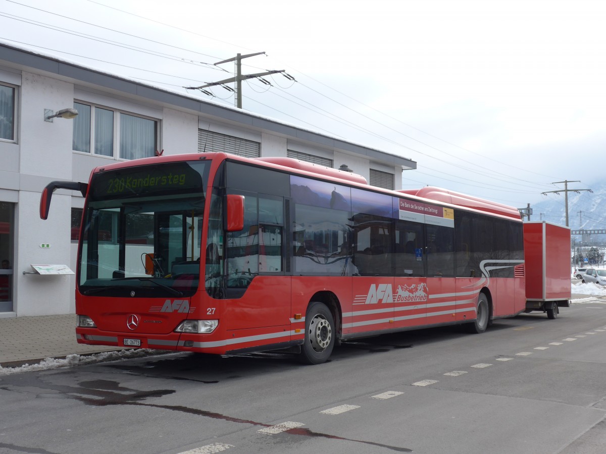 (158'499) - AFA Adelboden - Nr. 27/BE 26'773 - Mercedes am 24. Januar 2015 beim Bahnhof Frutigen