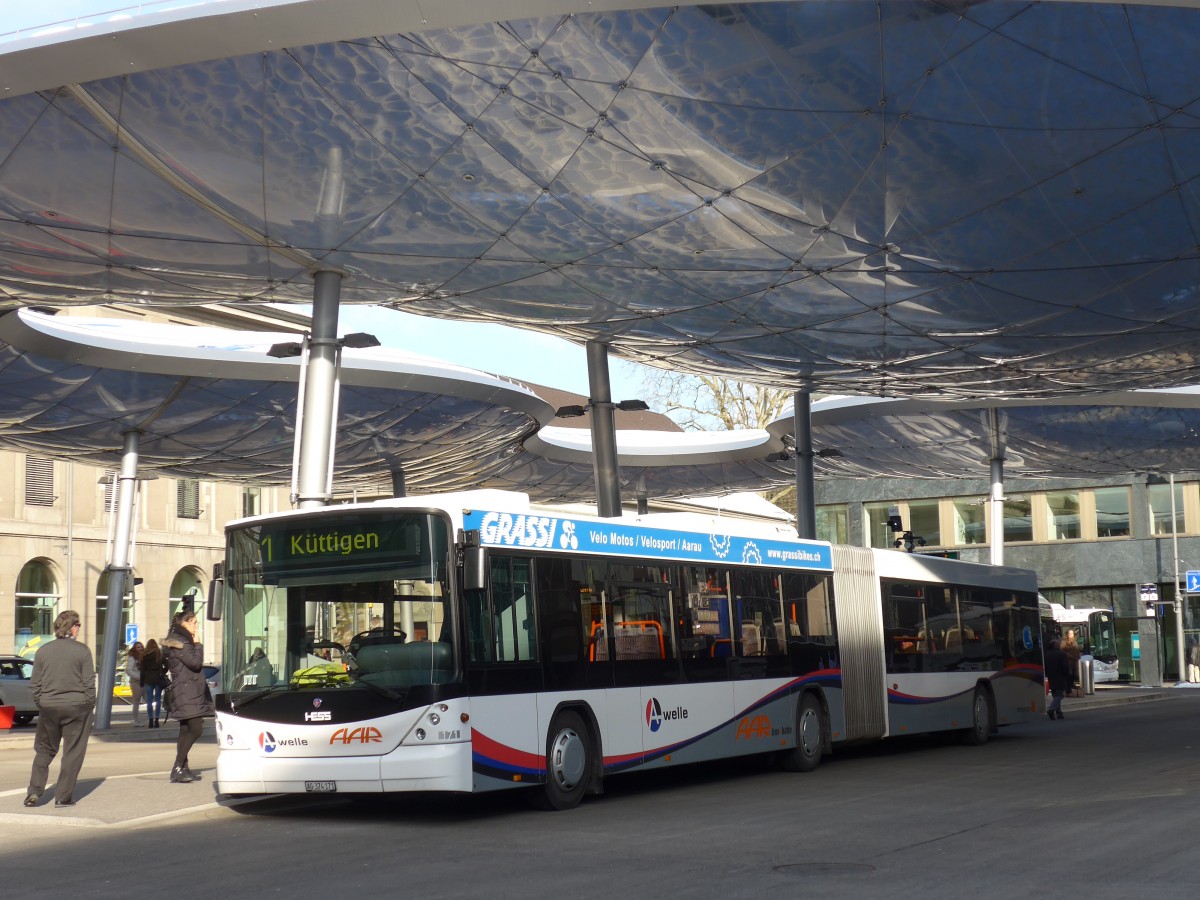 (158'611) - AAR bus+bahn, Aarau - Nr. 171/AG 374'171 - Scania/Hess am 4. Februar 2015 beim Bahnhof Aarau