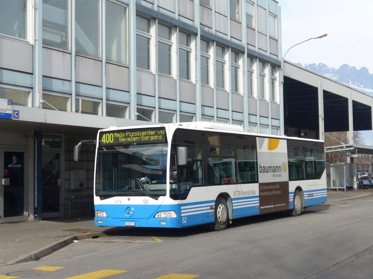 (158'703) - RTB Altsttten - Nr. 52/SG 248'734 - Mercedes am 14. Februar 2015 beim Bahnhof Buchs