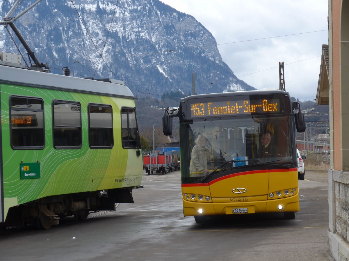 (158'754) - TPC Aigle - VD 374'494 - Solaris am 15. Februar 2015 beim Bahnhof Bex