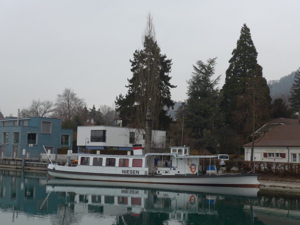 (158'795) - Motorschiff Niesen am 18. Februar 2015 an der Schiffl�ndte Thun  