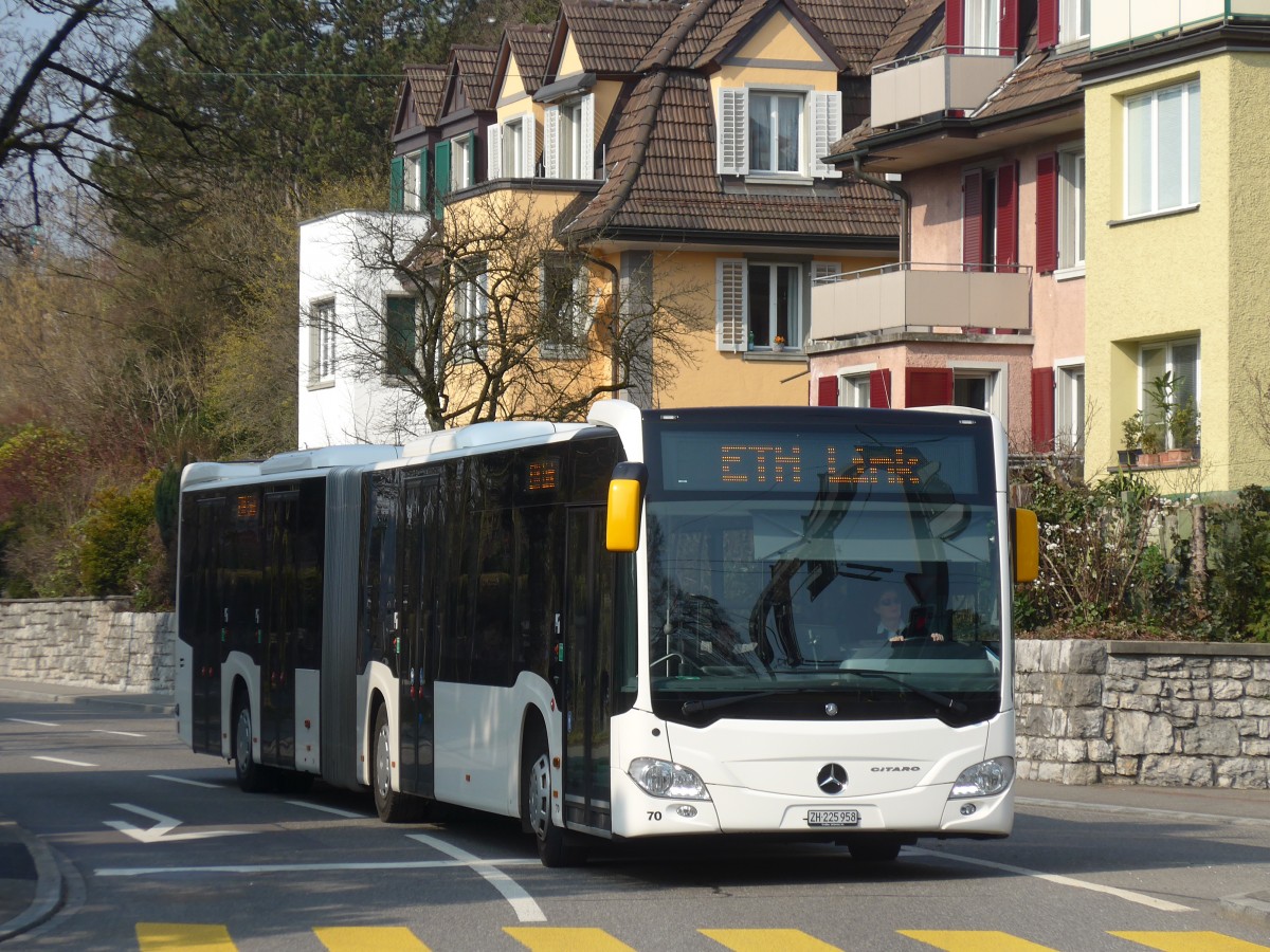 (159'395) - Welti-Furrer, Bassersdorf - Nr. 70/ZH 225'958 - Mercedes (ex EvoBus, Kloten) am 19. Mrz 2015 in Zrich, Bucheggplatz