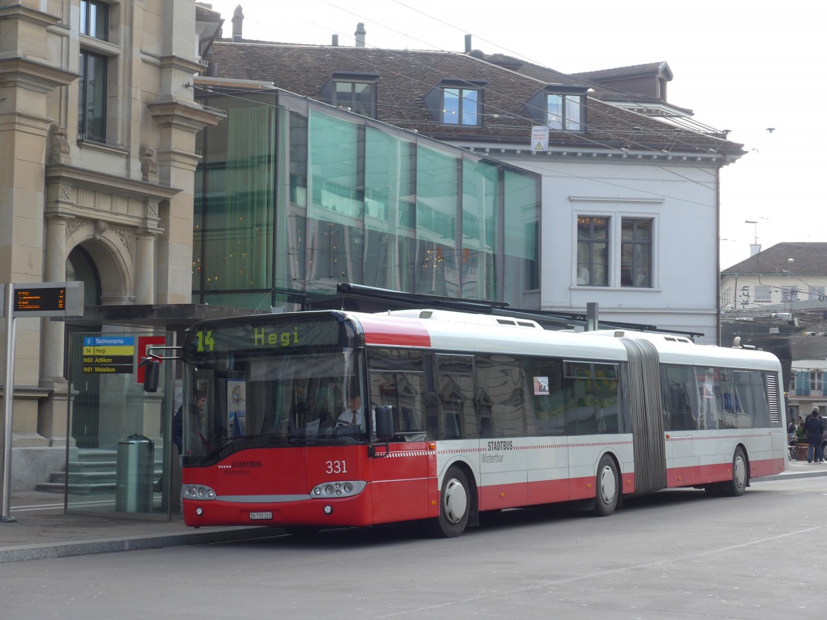 (159'472) - SW Winterthur - Nr. 331/ZH 719'331 - Solaris am 27. Mrz 2015 beim Hauptbahnhof Winterthur