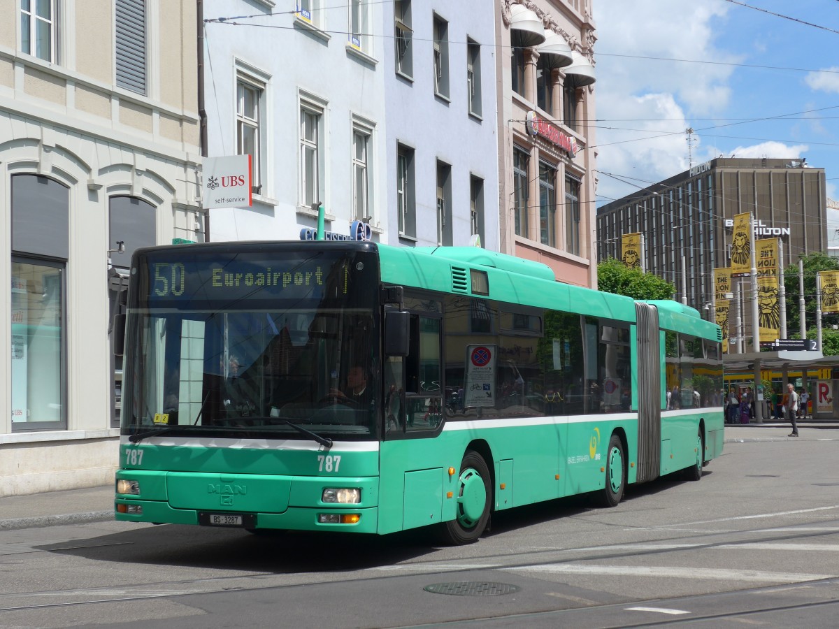 (160'534) - BVB Basel - Nr. 787/BS 3287 - MAN am 17. Mai 2015 beim Bahnhof Basel