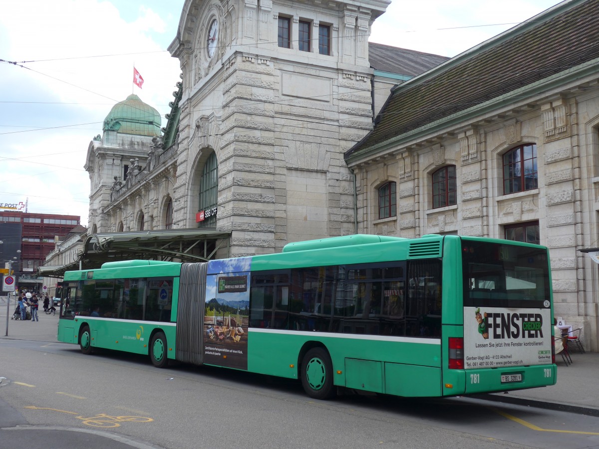 (160'538) - BVB Basel - Nr. 781/BS 3281 - MAN am 17. Mai 2015 beim Bahnhof Basel