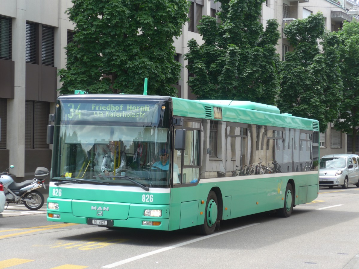 (160'543) - BVB Basel - Nr. 826/BS 2826 - MAN am 17. Mai 2015 in Basel, Wettsteinplatz