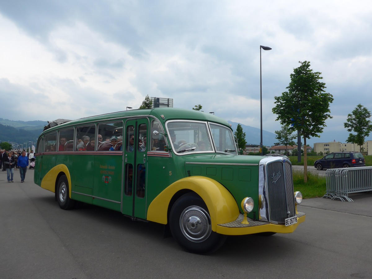 (160'833) - STI Thun - Nr. 15/BE 26'776 - Saurer/Gangloff (ex AvH Heimenschwand Nr. 5) am 23. Mai 2015 in Thun, Arena Thun