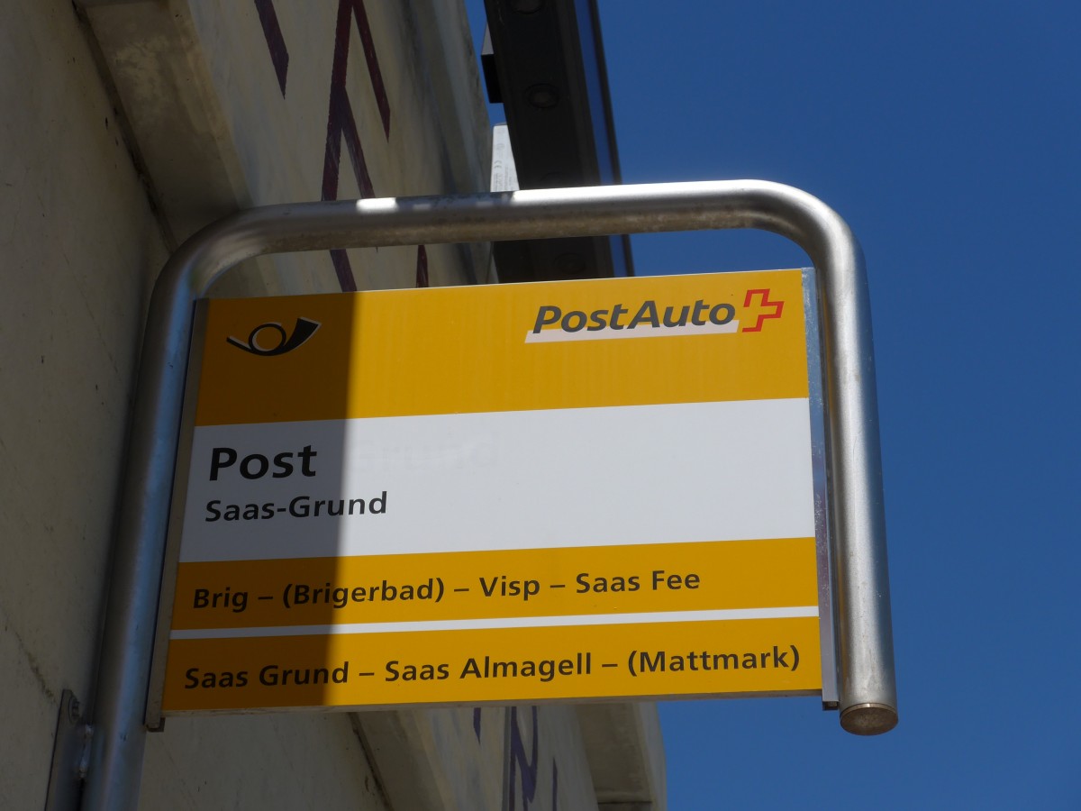 (161'133) - PostAuto-Haltestelle - Saas-Grund, Post - am 27. Mai 2015