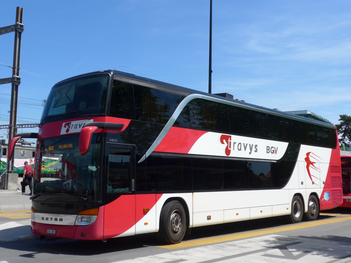 (161'322) - TRAVYS Yverdon - VD 1395 - Setra am 28. Mai 2015 beim Bahnhof Yverdon