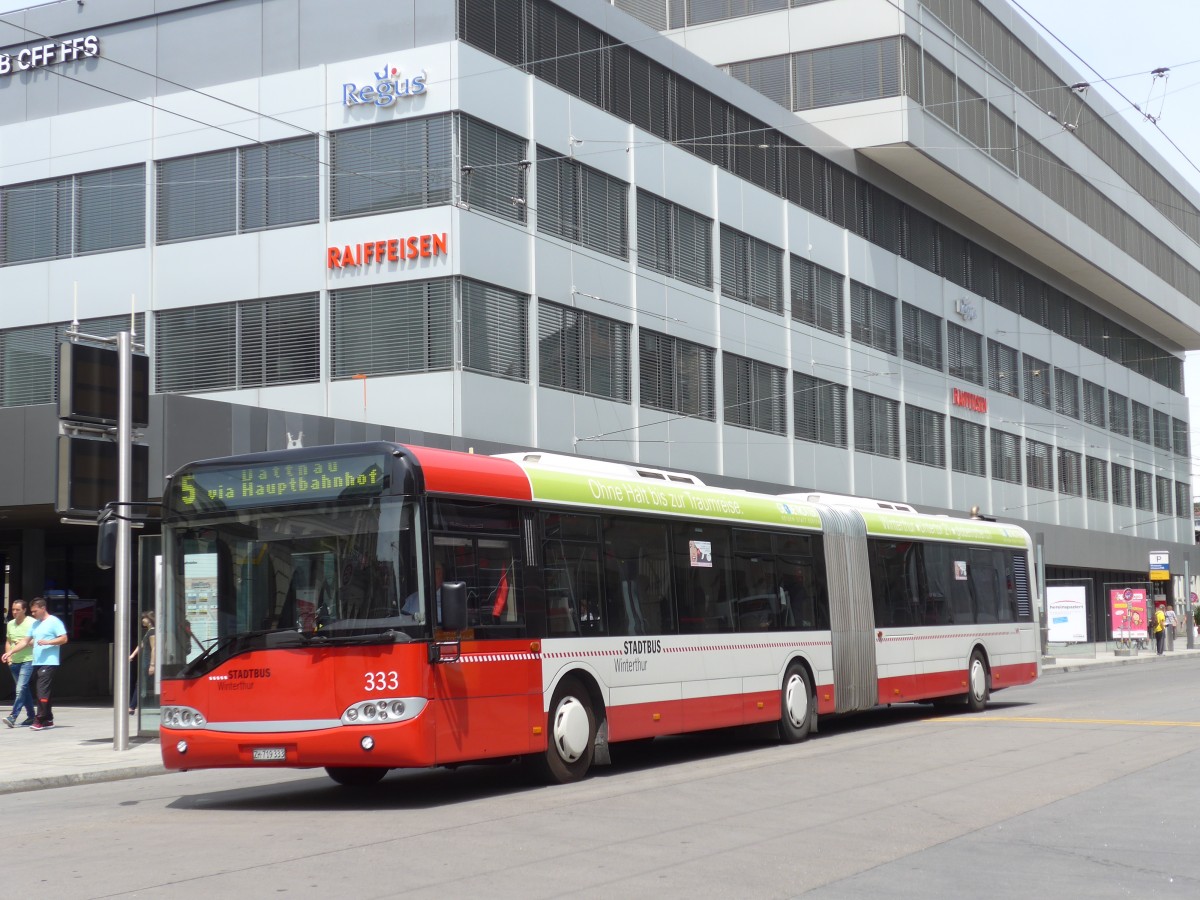 (161'607) - SW Winterthur - Nr. 333/ZH 719'333 - Solaris am 31. Mai 2015 beim Hauptbahnhof Winterthur