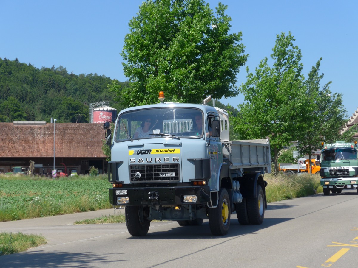 (161'828) - Z�ger, Altendorf - SZ 90'038 U - Saurer am 6. Juni 2015 in Thayngen, Saurertreffen
