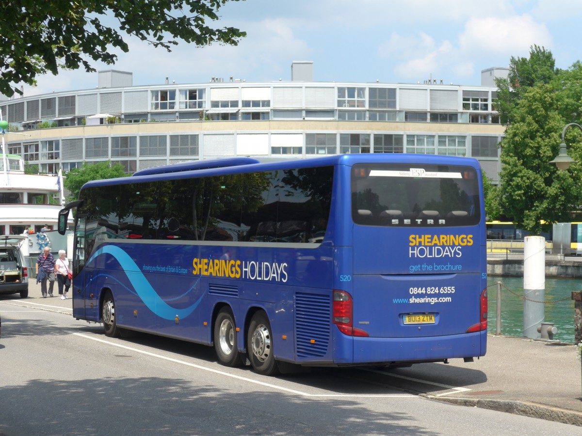 (162'176) - Aus England: Shearings, Wigan - Nr. 520/BU13 ZTM - Setra am 17. Juni 2015 bei der Schifflndte Thun